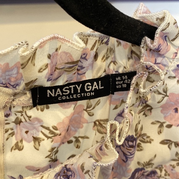 WOMENS NASTY GAL FLORAL LONG SLEEVE KNEE LENGTH DRESS SIZE:L - Picture 2 of 3